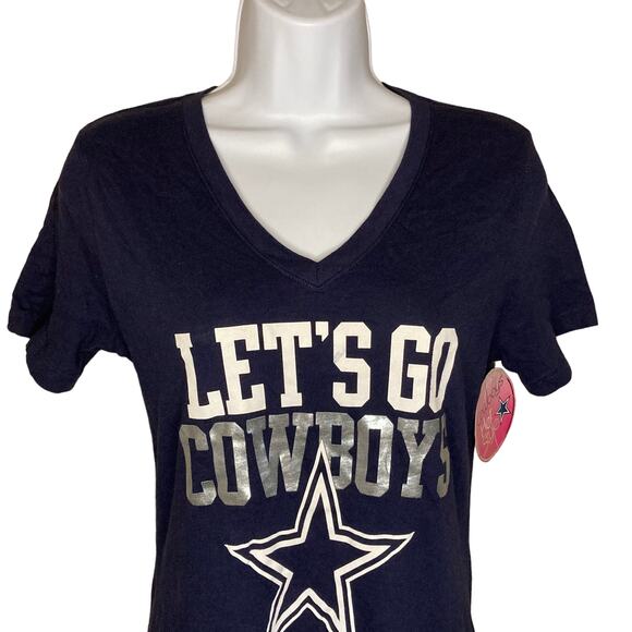 Women's Dallas Cowboys "Let's Go Cowboys" Short Sleeve Top Size Small NWT FLAW - Picture 3 of 14